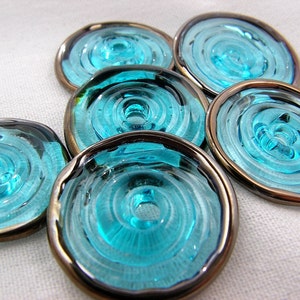 AQUA Silver Lampwork Glass Disc Beads Set of 6 image 3