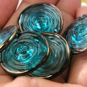 AQUA Silver Lampwork Glass Disc Beads Set of 6 image 4