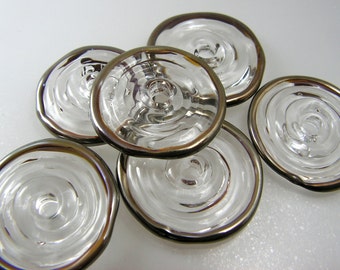 Clear and Copper coloured Lampwork Discs Set of 6