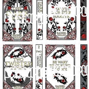 Una finestra scura, due corone contorte RACHEL GILLIG copertina in formato SVG rilegatura di libri modello di copertina libro fai da te rilegatura copertina stencil bordi bordi spruzzati
