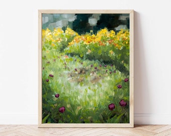 Fields of Wildflowers Landscape Giclée Print | Abstract Landscape | Fine Art Print Flower | Vertical Print | Landscape Painting | Wall Art