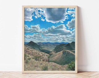 Pinto Canyon Ranch Landscape Giclée Print | Abstract Landscape | Fine Art Print Sky | Vertical Print | Landscape Painting | Wall Art