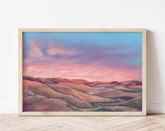 The Rose Colored Light Landscape Giclée Print | Sunrise Landscape | Fine Art Print Desert | Horizontal Print | Landscape Painting | Wall Art