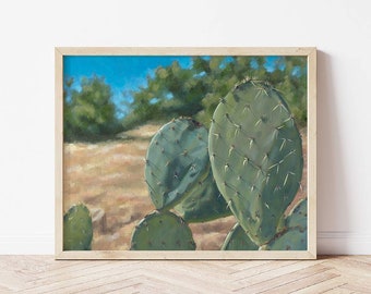 Prickly Petals Landscape Giclée Print | Cactus Painting | Fine Art Print Desert | Horizontal Print | Landscape Painting | Wall Art