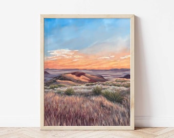 The Enchanting Sunrise Right Landscape Giclée Print | Landscape | Fine Art Print Desert | Vertical Print | Landscape Painting | Wall Art