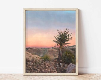 Pinto Canyon Desert Glow Landscape Giclée Print | Sunset Landscape | Fine Art Print Desert | Vertical Print | Landscape Painting | Wall Art