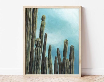 Phoenix Botanical Garden Giclée Print | Plant Painting | Fine Art Print Cacti | Vertical Print | Nature Painting | Wall Art