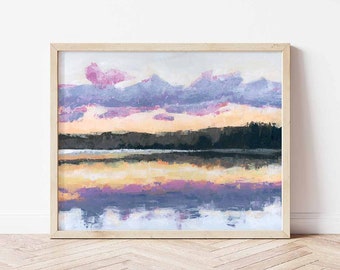 Reflections in Color Landscape Giclée Print | Abstract Landscape | Fine Art Print Lake | Horizontal Print | Landscape Painting | Wall Art