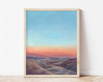 Rosy Morning Light Landscape Giclée Print | Sunrise Landscape | Fine Art Print Desert | Vertical Print | Landscape Painting | Wall Art