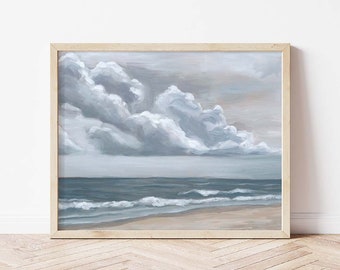 Clouds on a Moody Morning Landscape Giclée Print | Water Landscape | Fine Art Print Sky | Horizontal Print | Landscape Painting | Wall Art