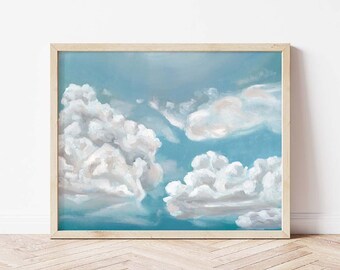 Fluffy Skies Landscape Print | Abstract Landscape | Fine Art Print Sky | Horizontal Print | Landscape Painting | Wall Art