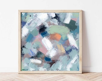 Brushstrokes in Eggshell Giclée Print | Abstract Painting | Fine Art Print | Horizontal Print | Mini Painting | Wall Art