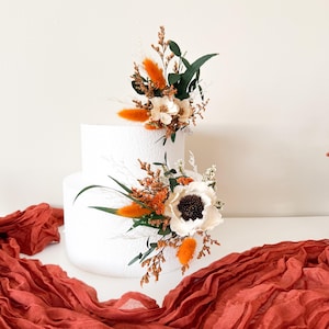 Rust Floral Cake Topper, Birthday Cake Topper, Terracotta Wedding Cake Flowers, Baby Shower Cake, Preserved Flowers
