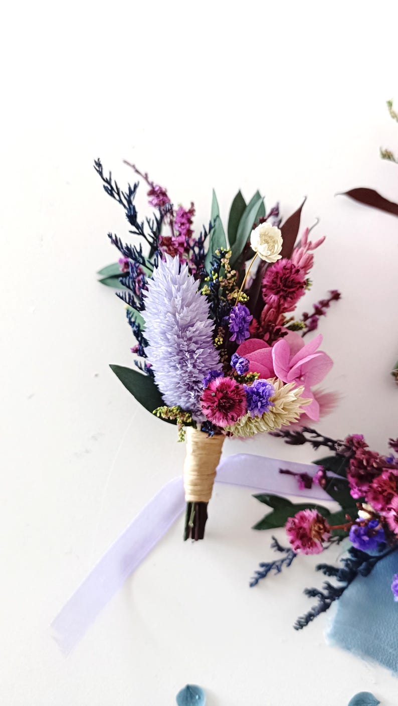 Ramillete De Boda Escocés: Cardo Y Brezo Con Arpillera – Para Novio, Padrino O Invitados | Hecho A Mano UK