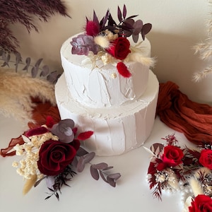 Floral Cake Topper, Burgundy Cake Topper, Wedding Cake Flowers, Party Cake Topper Decoration Wedding Cake Topper