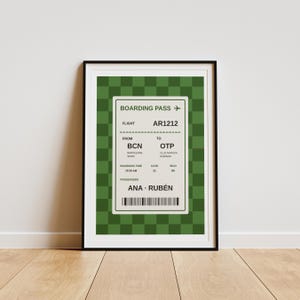 Custom Boarding Pass Print, Personalized Travel Poster, Couple Travel Gift, Anniversary Gift, Digital Download Wall Art, Flight Ticket Print