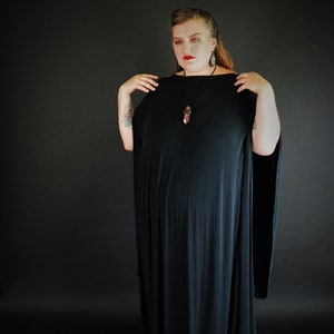 Long Black Kaftan  Dress Long Sleeve Off the Shoulder Maxi Over Size Large Dress