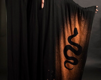 Serpent Long Black Kaftan Over Size Dress