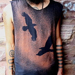 Huginn Muninn Odin Raven Crow Post Apocalyptic T Shirt Tank Top