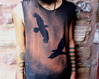 Huginn Muninn Odin Raven Crow Post Apocalyptic T Shirt Tank Top