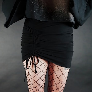 Black Single Ruched Mini Skirt