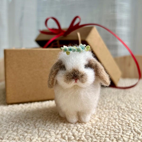 Custom Needle Felted Rabbit Figurine – Easter Bunny Egg – Mini Lop Ornament – Pet Memorial Gift