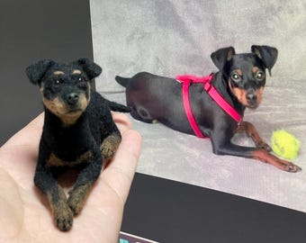 Custom Needle Felted Dog Figurine, Handmade Wool Dog Sculpture, Personalized Pet Memorial Keepsake