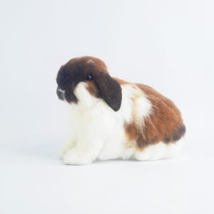 Needle Felted Rabbit Sculpture, Custom Wool Bunny Replica, Personalized Holland Lop Rabbit Memorial, Handmade Bunny Figurine in Natural Wool