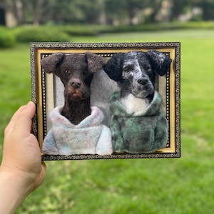 Custom Felt Dog Portrait Frame, Needle Felted Dog Sculpture Memorial, Realistic Dog Replica, Personalized Pet Loss Gift, Dog Lovers Gift