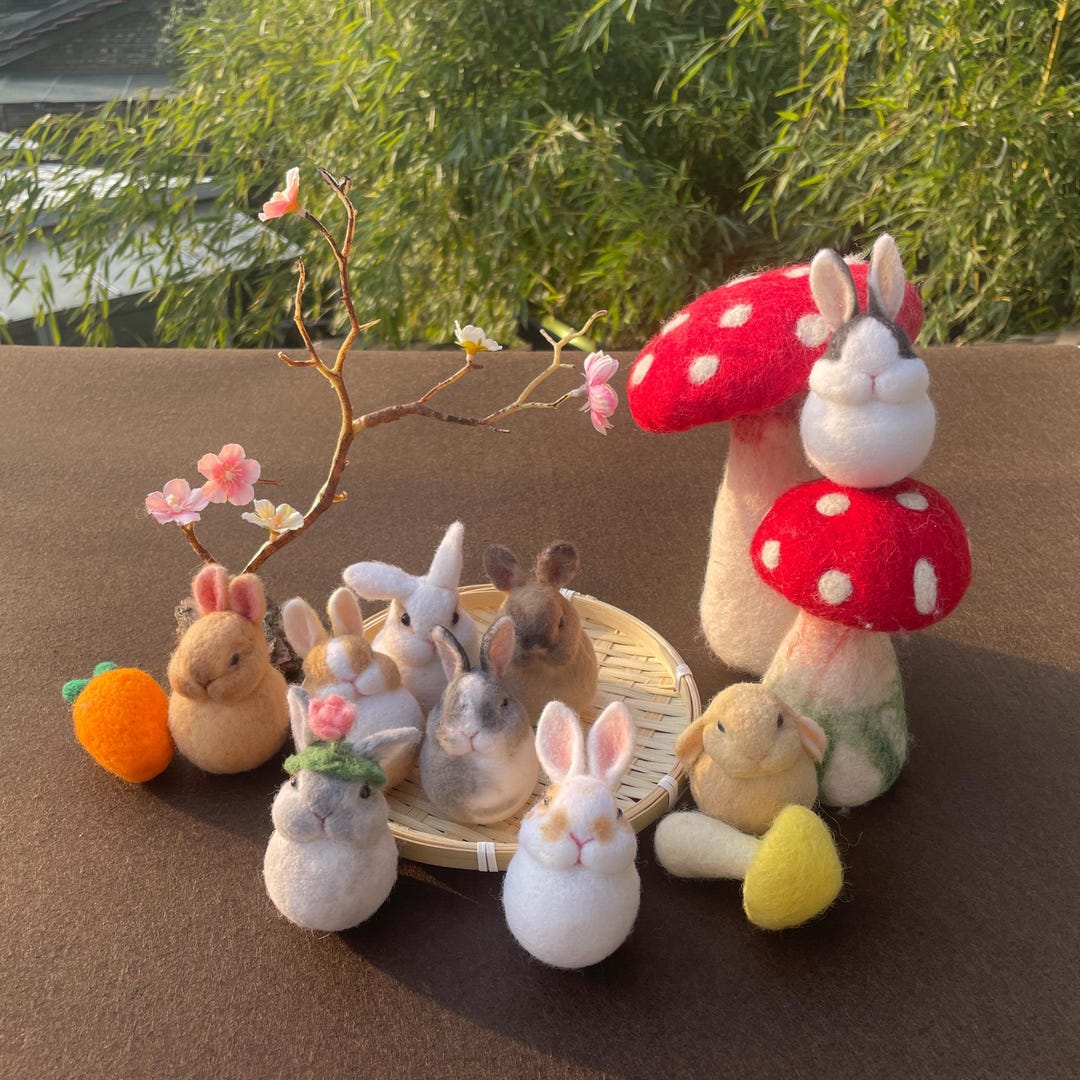 Handmade Felt Bunny Egg Set – Easter Decorations, Felted Rabbit ...