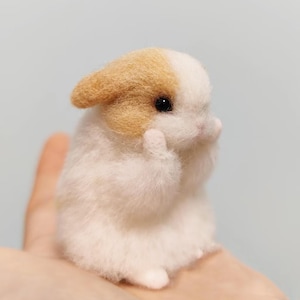 Personalized Needle Felted Bunny Figurine, Wool Felt Bunny Sculpture, Miniature Pet Ornament