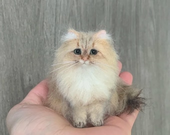 Custom Needle Felted Cat Figurine – Handmade Cat Replica from Photo, Father's Day Memorial Gift