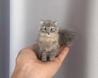 Personalized Felted Cat Figurine, Custom Wool Dog Replica, Pet Memorial Desk Decor