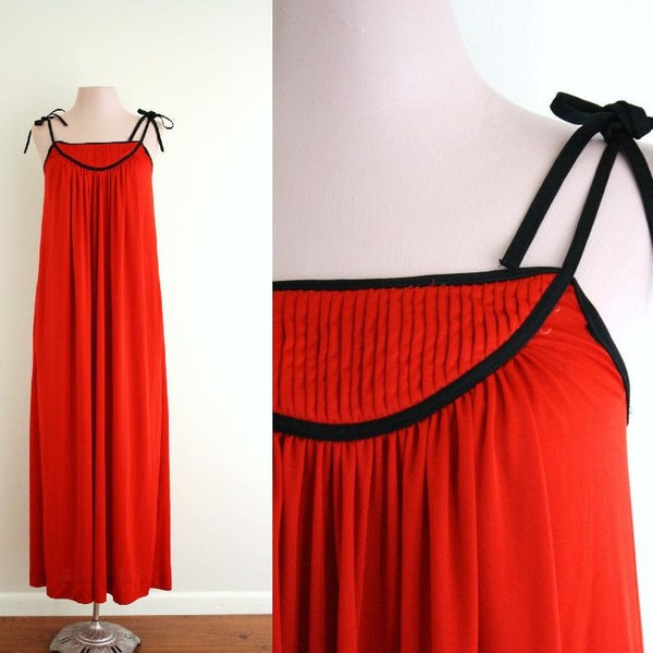 Vintage Grecian Dress / Flame Red / Geoffery Been