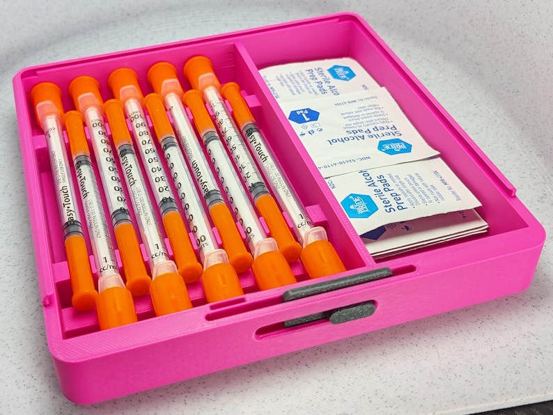 1ML Insulin, Peptide, Testosterone Syringe Storage Case, Insulin Accessories, Peptide Case, Insulin Syringe Storage, Travel Organizer 10 Unloaded Syringes