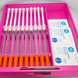 1ML Insulin, Peptide, Testosterone Syringe Storage Case, Insulin Accessories, Peptide Case, Insulin Syringe Storage, Travel Organizer 10 Loaded Syringes
