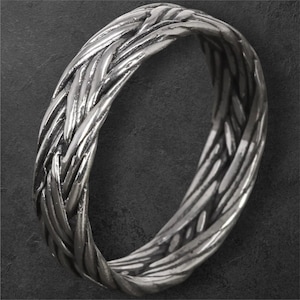 Sterling Silver Braided Viking Ring - Unisex Wedding Band