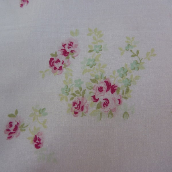 Rachel Ashwell Shabby Chic Farmouse Cottage Chic  Rosebury Raspberry Roses on Pink Cotton Fabric BTY 54" wide