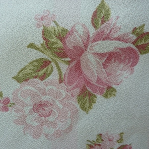 Vintage Pink Rose Barkcloth Fabric: 1940s Floral Cotton, 58&quot; Wide