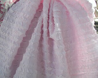 Exclusive Hand Made PINK 100% Cotton Ruffles Fabric  BTY- Continuous Yd Available