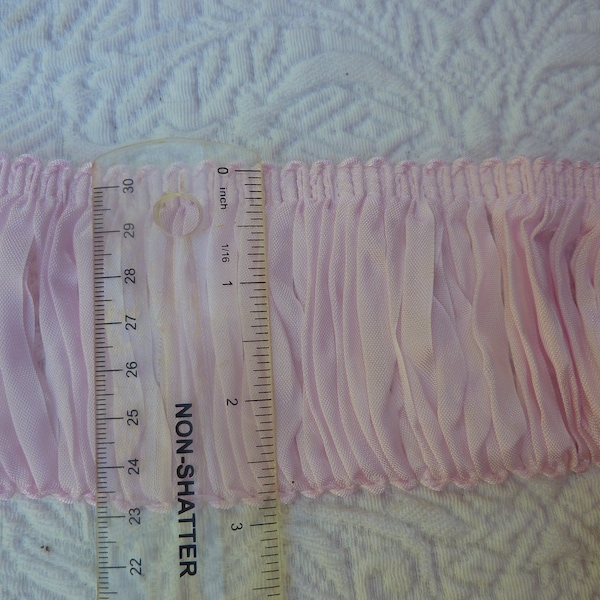 3 yd. of 3" Ribbon Fringe Light Shabby Pink  Pink  Made from Hug Snug Seam binding-