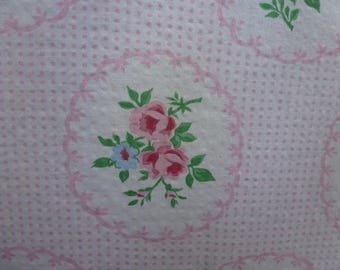Vintage 1940s Bed cover 100% Cotton Seersucker/  Plisse- Excellent Condition Repurpose? Pink/Blues/Greens