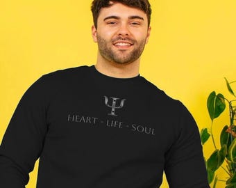 Sweat-shirt en coton bio avec logo argenté Psi Heart - Life - Soul