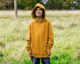 Pull à capuche uni en coton bio pour enfant