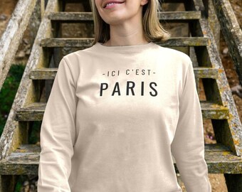Ici - C'est Paris, T-shirt épais à manches longues pour femme