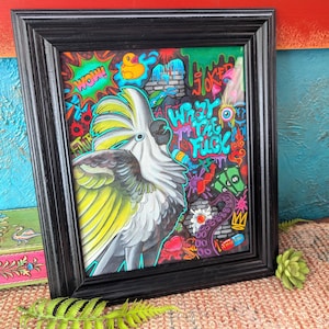 Framed giclée reproduction of "WTF" By Ruby Concetta