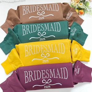 Custom Bridesmaid Embroidered Sweatshirt | Bridal Shower Gift | Bachelorette Party Gifts | Wedding Favors | Engagement Gifts