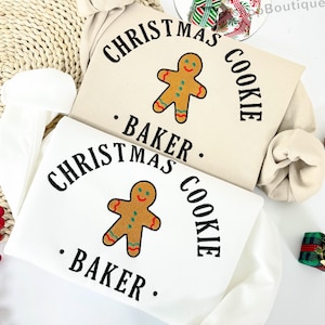 Embroidered Christmas Cookie Baker Gingerbread Sweatshirt, Embroidered Christmas Crewneck, Funny Christmas Sweatshirt, Crew Neck Sweatshirt