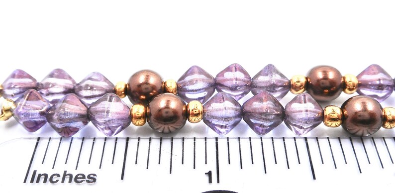 Unfinished Vintage Glass Bead Bracelet Needs Clasp Purple Luster Glass Bead Faux Pearl Partial Bracelet Segment Vintage Lustre Bead Bracelet