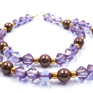 Vintage Purple Luster Glass Bead Bracelet Segment, Faux Pearl (Needs Clasp)